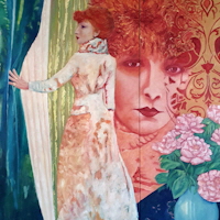 Hommage an Sarah Bernardt 2021 Oel auf Lwd 140x150cm