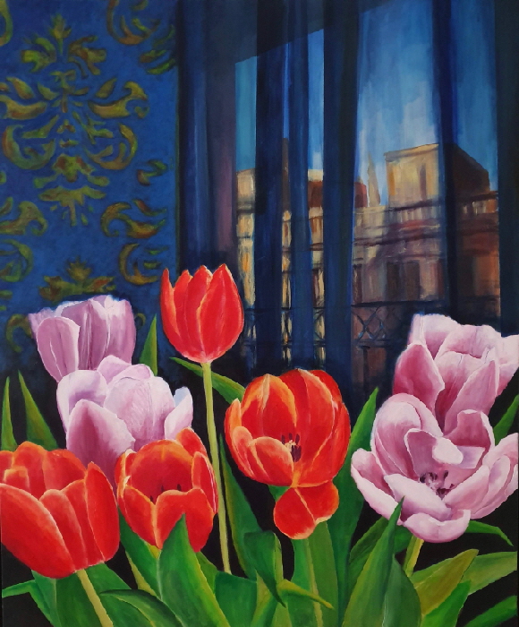 Tulpen, 2019, Acryl auf Lwd, 120 x100 cm